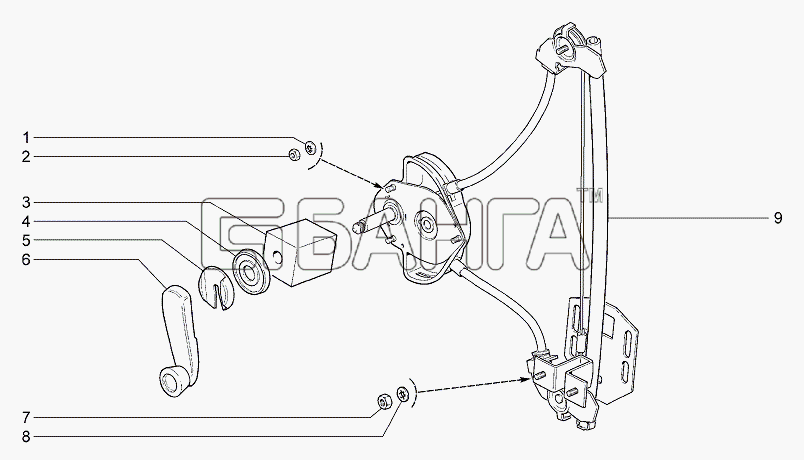 ВАЗ Lada Granta-2190 Схема Стеклоподъемники задних дверей-40 banga.ua