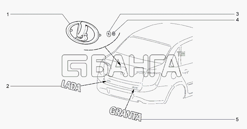 ВАЗ Lada Granta-2190 Схема Орнаменты и накладки облицовочные-55