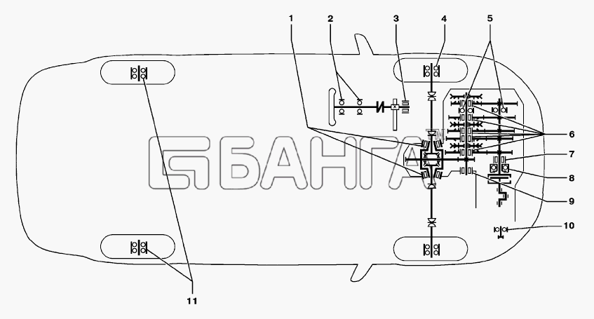 ВАЗ Lada Granta-2190 Схема Схема расположения подшипников banga.ua