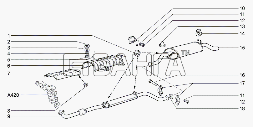 ВАЗ Lada Granta-2190 Схема Глушители-93 banga.ua