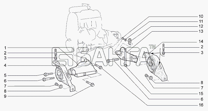 ВАЗ Lada Granta-2190 Схема Подвеска двигателя-69 banga.ua