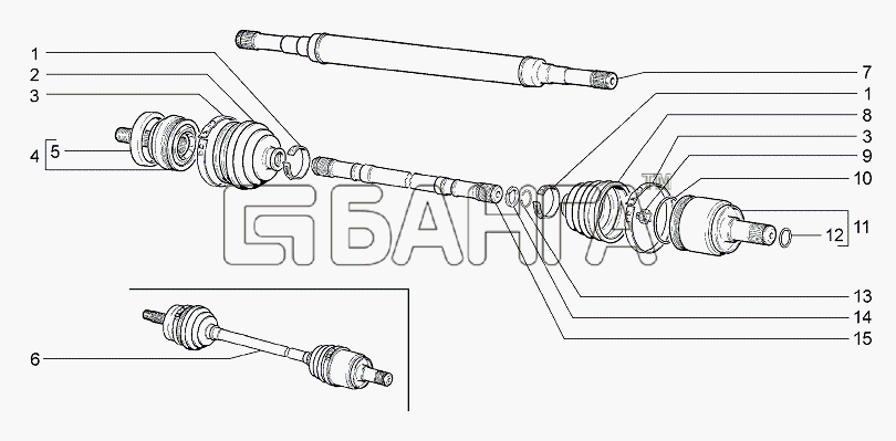ВАЗ Lada Granta-2190 Схема Привод передних колес-115 banga.ua