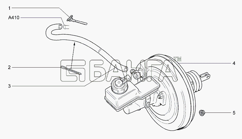 ВАЗ Lada Granta-2190 Схема Элементы привода тормозов-133 banga.ua