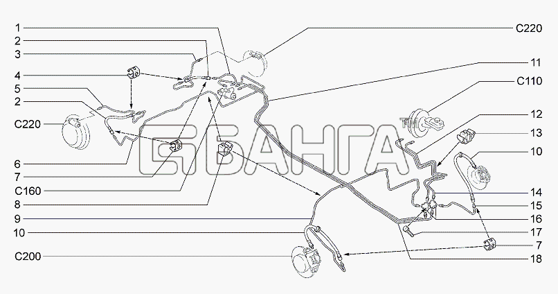 ВАЗ Lada Granta-2190 Схема Привод годротормозов-134 banga.ua