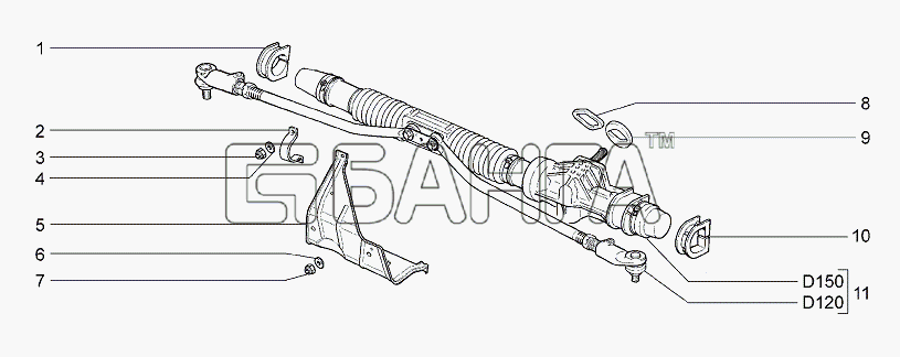ВАЗ Lada Granta-2190 Схема Механизм рулевой-146 banga.ua