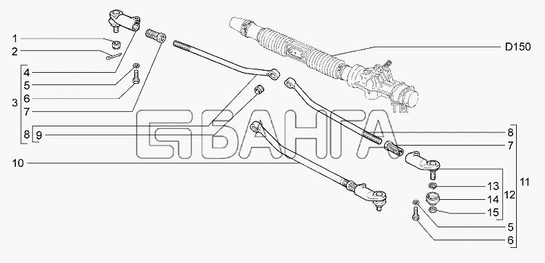 ВАЗ Lada Granta-2190 Схема Привод рулевой-147 banga.ua