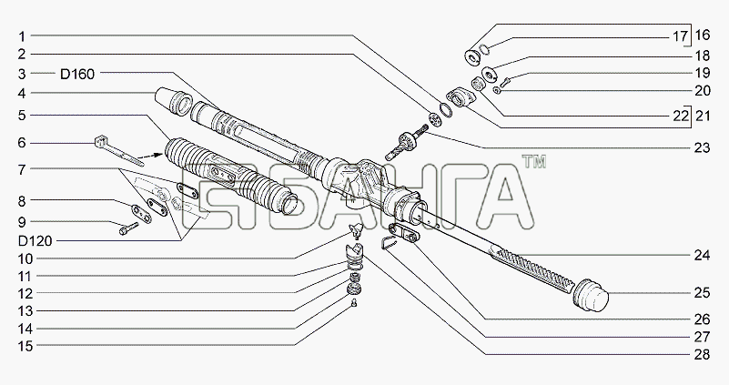 ВАЗ Lada Granta-2190 Схема Элементы рулевого механизма-149 banga.ua