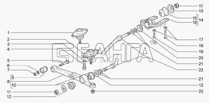 ВАЗ Lada Granta-2190 Схема Рычаги передней подвески-120 banga.ua