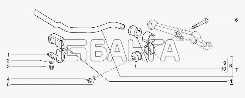 ВАЗ Lada Granta-2190 Схема Стабилизатор поперчной устойчивости-121