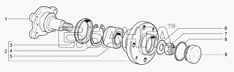 ВАЗ Lada Granta-2190 Схема Ступицы задних колес-129 banga.ua