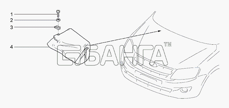 ВАЗ Lada Granta-2190 Схема Щиток водоотражательный-45 banga.ua