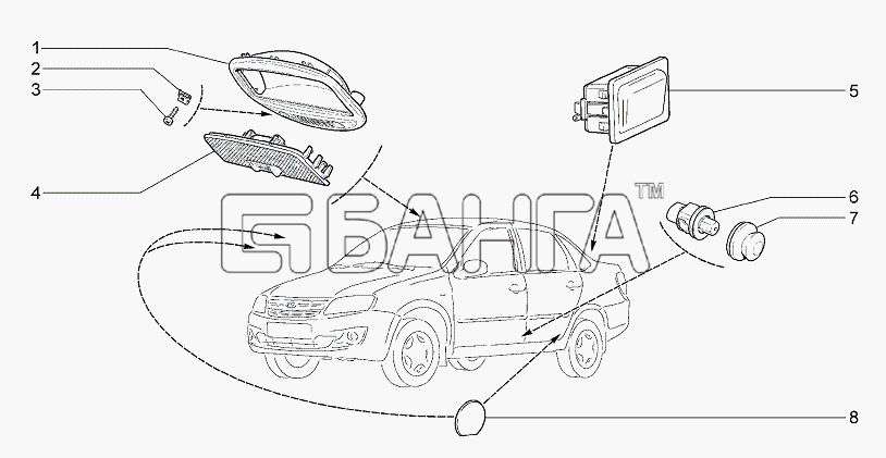 ВАЗ Lada Granta-2190 Схема Освещение салона-160 banga.ua