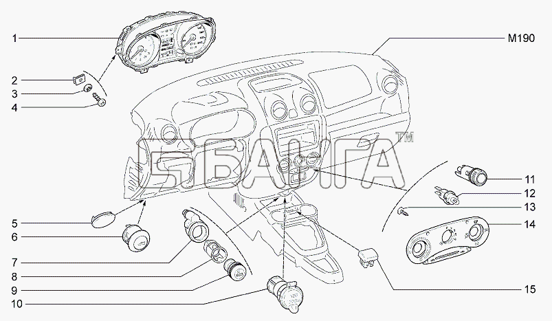ВАЗ Lada Granta-2190 Схема Приборы и подсветка-163 banga.ua