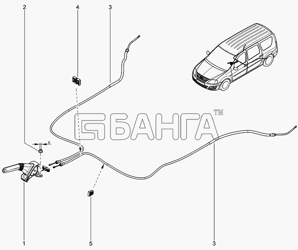 ВАЗ Лада Ларгус 4601 Схема Ручной тормоз-347 banga.ua