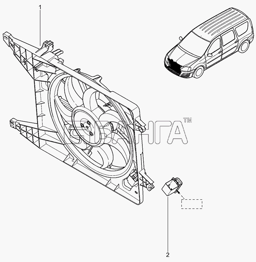 ВАЗ Лада Ларгус 4601 Схема Электровентилятор-384 banga.ua