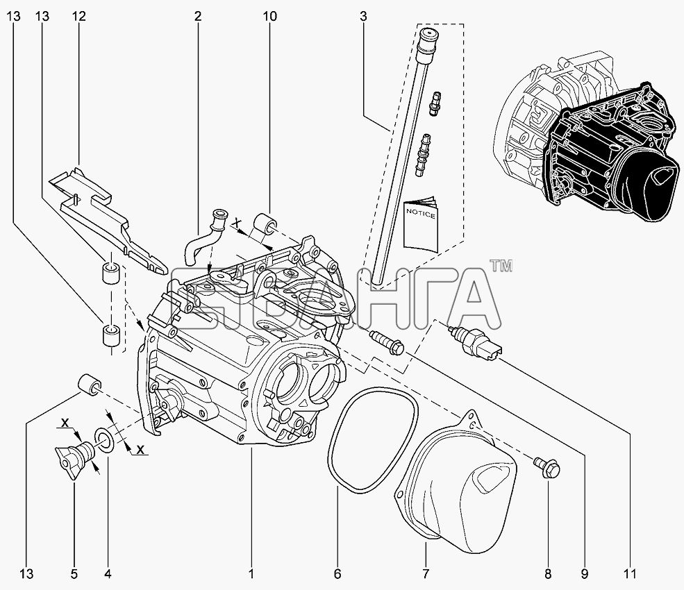 ВАЗ Лада Ларгус 4601 Схема Картер КПП-276 banga.ua