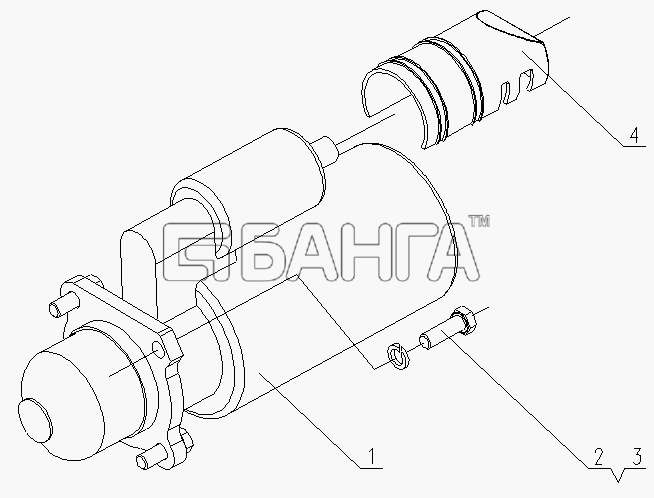 Yuchai YC4108ZG (D7802) Схема D7004-3708000 01 Стартер в сборе-36