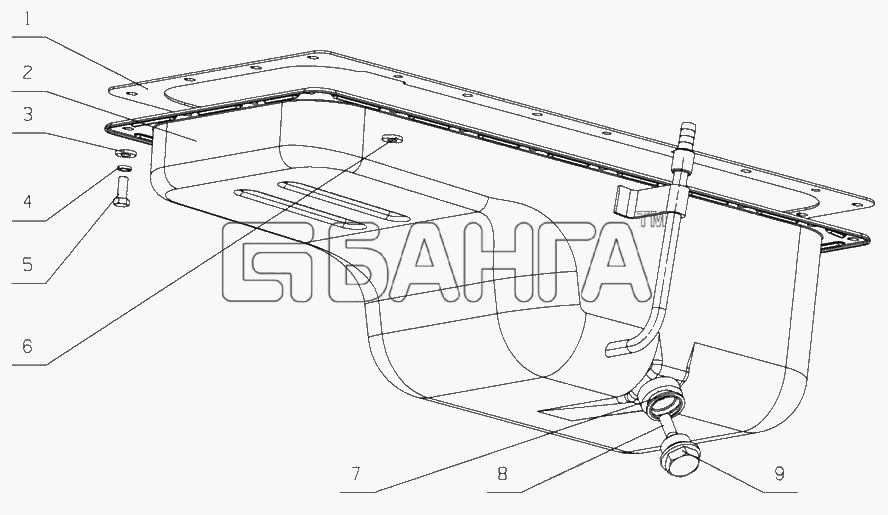 Yuchai YC4D120-20 (D1007) Схема D0899-1009000 Масляный поддон в