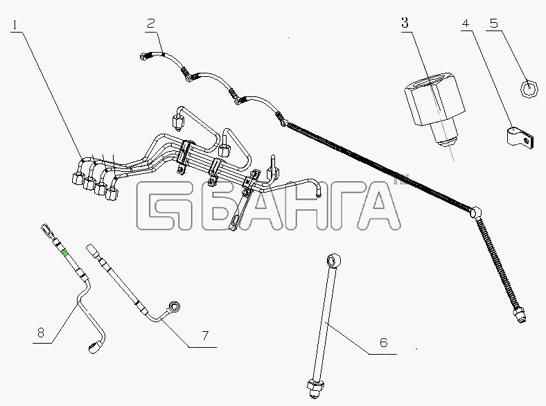 Yuchai YC4D120-20 (D1007) Схема D0899-1104000 Топливопровод в сборе-20