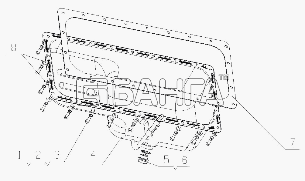 Yuchai YC4D130-30 (D2102) Схема D0802-1009000 Масляный поддон в