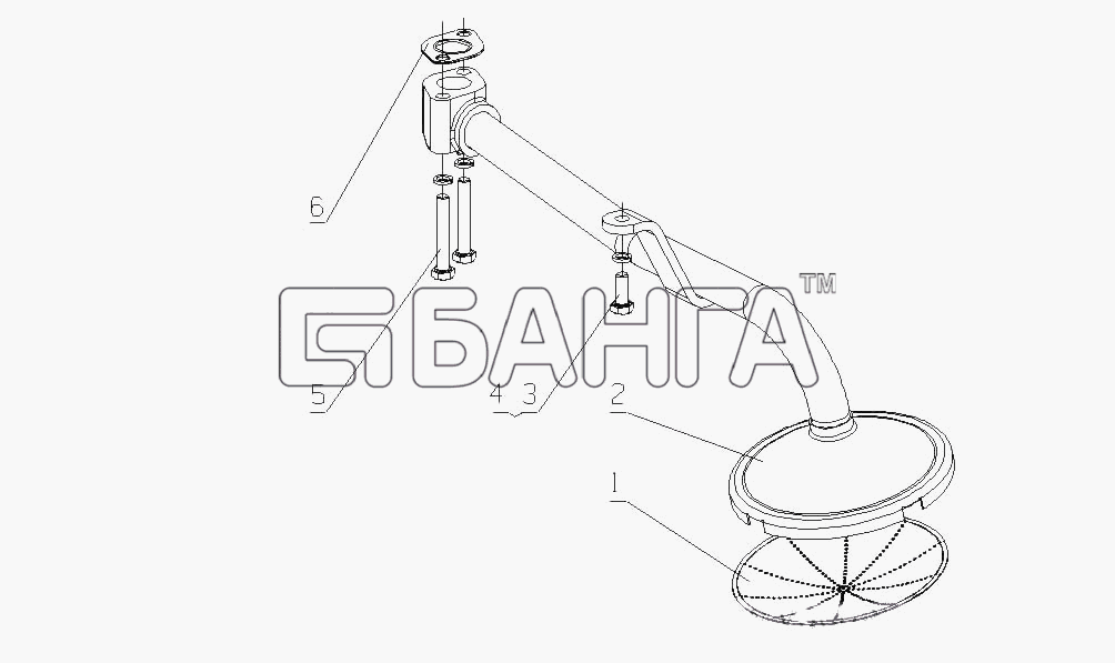 Yuchai YC4D130-30 (D2102) Схема D30-1010000 Сетчатый масляный фильтр в