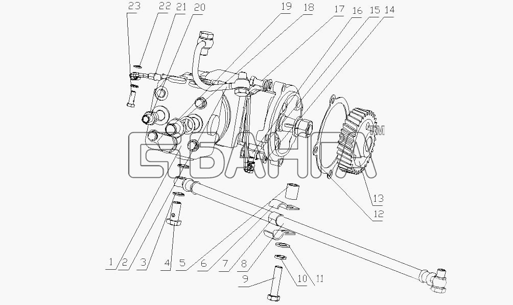 Yuchai YC4D130-30 (D2102) Схема D08D1-3509000 Воздушный компрессор в