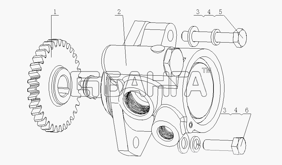 Yuchai YC4E150-20 (E05D1) Схема E02D5-3407000 Насос рулевого механизма