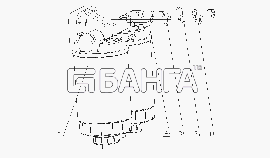 Yuchai YC4E160-20 (E04F1) Схема 1530-1105000 Топливный фильтр в