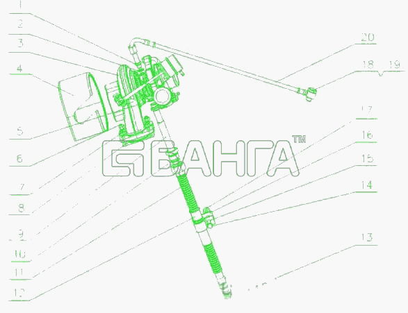 Yuchai YC4E180-30 (E2100) Схема E2100-1118000 Турбонагнетатель в