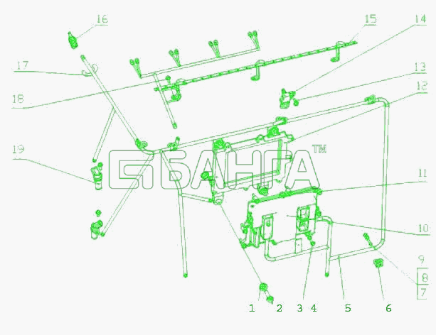 Yuchai YC4E180-30 (E2100) Схема E2100-3823000 Система управления в