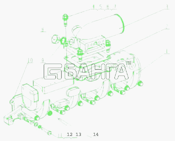 Yuchai YC4E180-30 (E2100) Схема E2100-1008100 Детали впускного