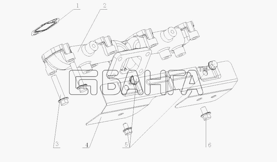 Yuchai YC4F115-30 (F50D1) Схема F3101-1008200 Выпускной коллектор-12