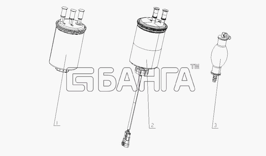 Yuchai YC4F115-30 (F50D1) Схема F5000-1105000 Топливный фильтр в