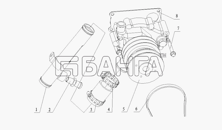 Yuchai YC4F115-30 (F50D1) Схема F31D1-1307000 Водный насос в сборе-30