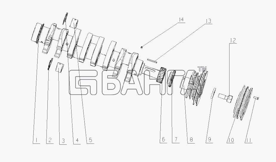 YC4F115-30 (F50D1) Yuchai F31N1-1005000 Амортизатор вибрации Yuchai YC4F115-30 (F50D1) Схема F31N1-1005000 Амортизатор вибрации