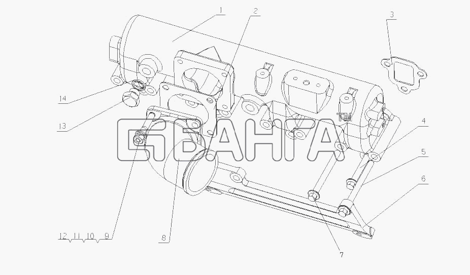 Yuchai YC4F115-30 (F50D1) Схема F50D1-1008100 Часть впускной трубы-11