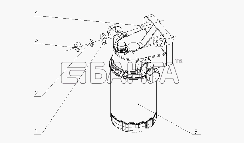 Yuchai YC4F115-20 (F30D8) Схема F31D5-1105000 01 Топливный фильтр в