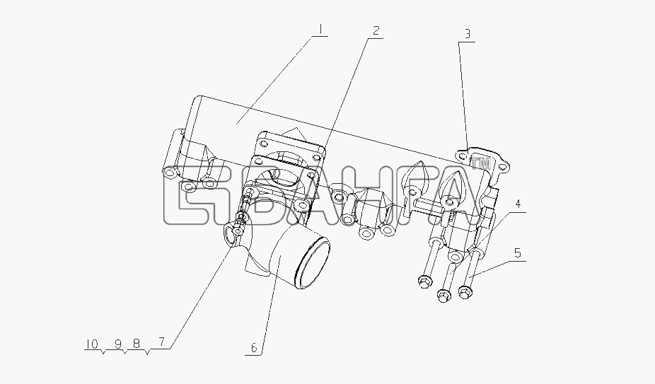 Yuchai YC4F115-20 (F30D8) Схема F300A-1008100 02 Часть впускной