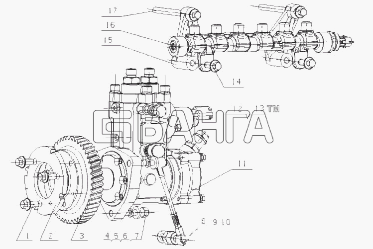 Yuchai YC4FA130-30 (FC7LA) Схема FC700-1111000 06 Топливный насос