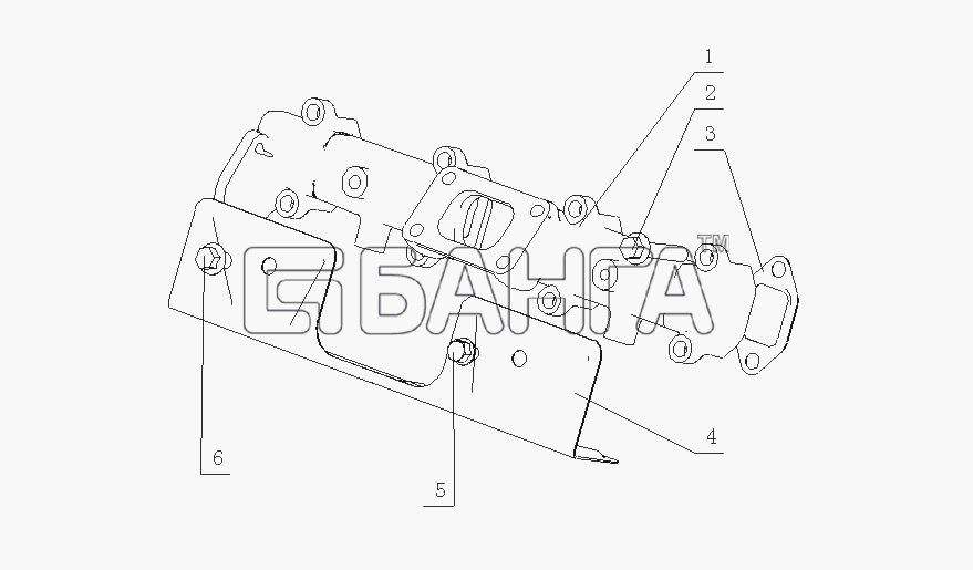 Yuchai YC4F90-23 (F60LA) Схема F3400-1008200 09 Детали выпускного