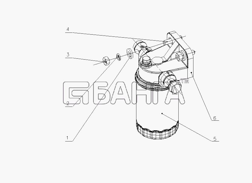 Yuchai YC4F90-23 (F60LA) Схема F3402-1105000 01 Топливный фильтр в