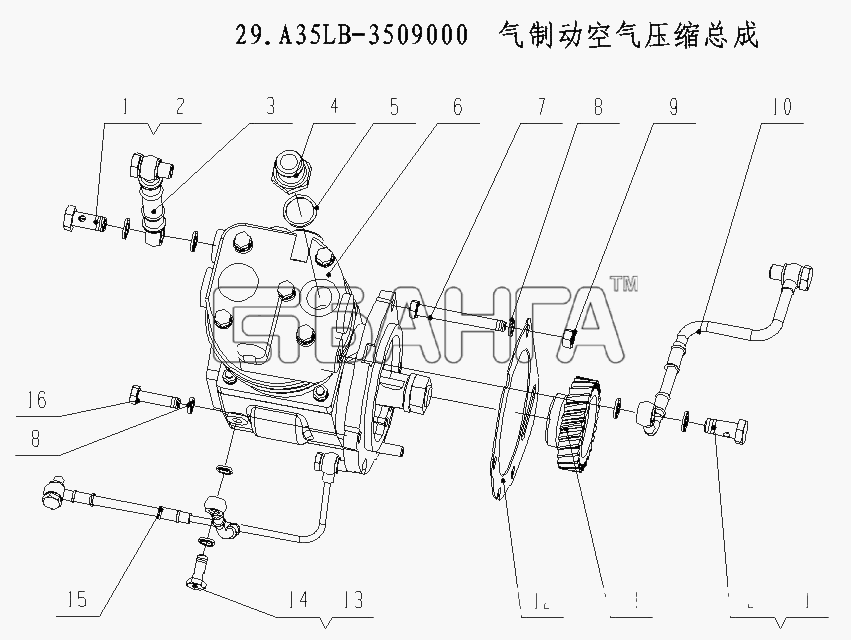 Yuchai YC6A240-20 (A3515) Схема A35LB-3509000 Пневматический
