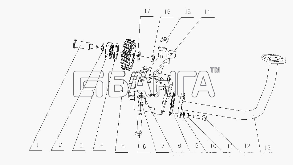 Yuchai YC6A260-30 (A64YA) Схема A30-1011000 03 Масляный насос в