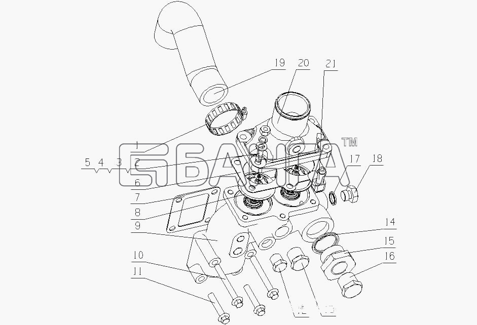 Yuchai YC6A260-30 (A64YA) Схема J62YA-1306000 09 Термостат в сборе-27