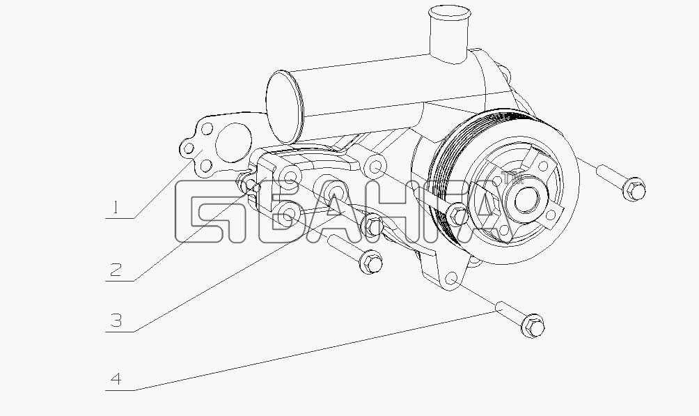 Yuchai YC6A260-30 (A64YA) Схема J5600-1307000 07 Водный насос в