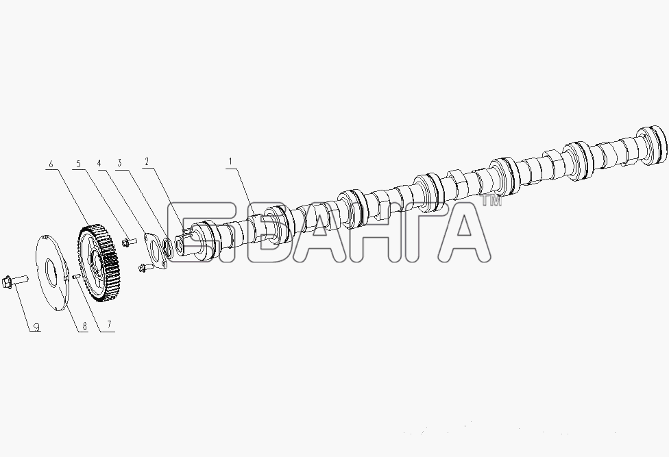 Yuchai YC6A260-30 (A64YA) Схема J5600-1006000 06 Распределительный вал