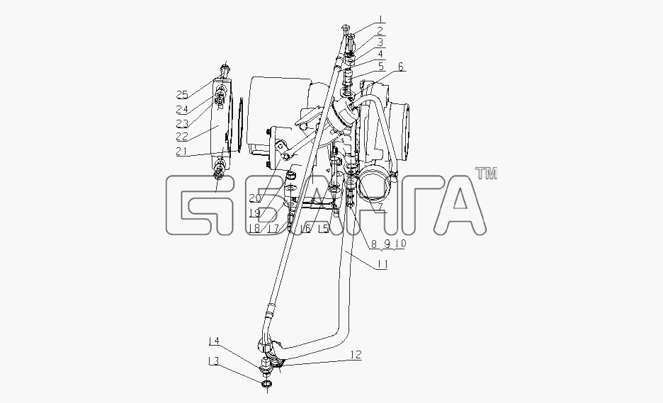 Yuchai YC6A260-20 (A44AB) Схема A44BA-1118000 Турбонагнетатель в