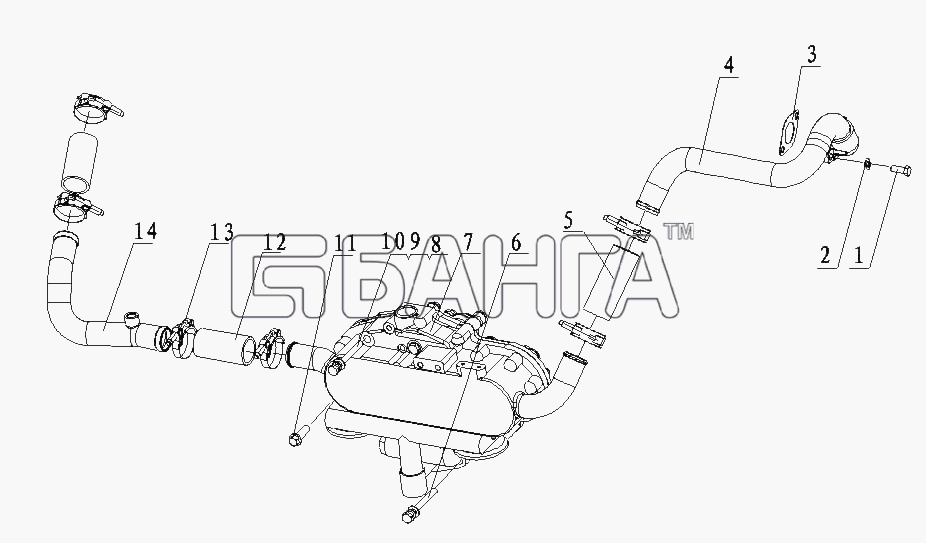 Yuchai YC6G220P-30 (G3FQA) Схема G4200-1013000 11 Маслоохладитель-17