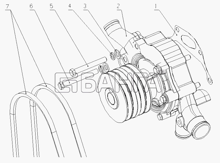 Yuchai YC6G300-20 (G4704) Схема G4704-1307000 Водный насос в сборе-29