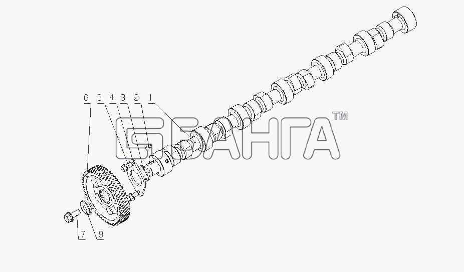 Yuchai YC6G300-20 (G4704) Схема 150-1006000 Части распределительного